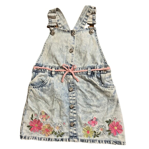 Girls Denim Overall Floral Jumper/Dress Size 4T  Cottagecore, Whimsical - Picture 10 of 16